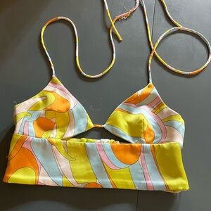 Zara Multicolor Abstract Crop Top